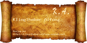 Klinglheber Alfonz névjegykártya